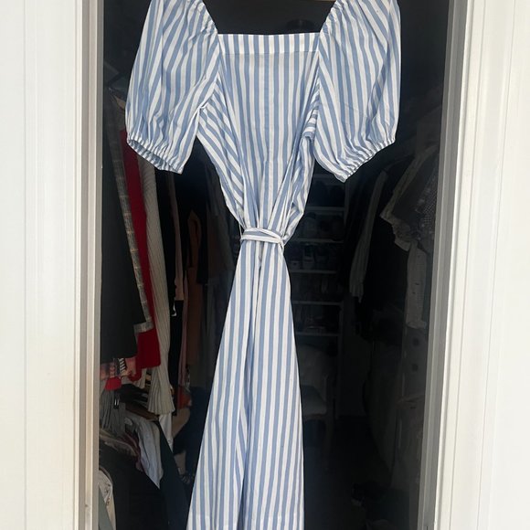 J. Crew Striped Midi Dress, blue & white, size XS - Picture 5 of 9